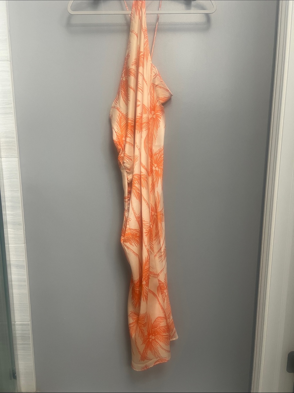 Women’s Orange Palm-Print Slip dress